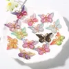 Encantos 10 pçs 23x28mm colorido acrílico borboleta pingente para fazer jóias diy artesanal colar pulseira chaveiro acessórios