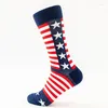 Chaussettes longues en coton pour hommes et femmes, 6 paires, drapeau américain, mode de loisirs, vente en gros, automne et hiver