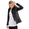 Women's Leather Spring Autumn Women PU Motorcycle Jackets Top Quality Stand Collar Slim Fit Biker Jacket Two Piece Detachable Hat Coats