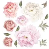 Adesivos de parede aquarela rosa branco peônia rosa flores para sala de crianças sala de estar decoração de casa decalque decoração