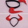 Party Supplies Halloween Creative Red Ox Horn Headband Fork Set Boys Girl Cosplay Devil Headwear Headdress Costume Props Accessories