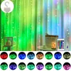 Christmas Decorations LED Window Curtain String Lights 16 Color Fairy Light Remote Control Garland Outdoor Wedding Party Bedroom Decoration 231025