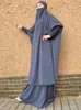 Abbigliamento etnico Jilbab 2 pezzi Set donne musulmane Umrah Prayer Outfit Dubai Turchia islamico sopra la testa Abaya Khimar gonna Ramadan Eid Hijabi