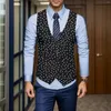 Herenvesten Casual geruite slim-fit vest met enkele rij knopen, mouwloos reverspak, bruiloftvest, elegant bedrukt