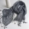 Scarves 100% Linen Solid Color Mens' Scaves Summer Spring Japanese Style Air Conditional Shawls Large Size Wraps With Tassels 45x200cm 231025