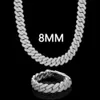 Groothandel 8mm 10 mm 12 mm 14 mm Hip Hop VVS Diamant ketting Bracelet Druppelende zilver Iced Out Cubaanse link Moissanite -ketting