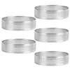 Ferramentas de cozimento 5 pçs circular tart anéis com furos aço inoxidável torta frutas quiches bolo mousse molde cozinha molde 9cm