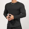 Camiseta masculina de manga longa, camiseta de compressão para corrida, treino fitness, camisetas musculares, esporte casual masculino