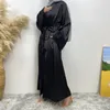 Ethnic Clothing Black Embroidery Open Abaya Muslim Women Long Maxi Dresses Turkey Arabic Kaftan Cardigan Dubai Islamic Eid Ramadan Robe