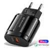 18W QC 3.0 Duvar Şarj Cihazı Telefonu USB Adaptörü 3A Hızlı Hızlı Şarj EU US Flug iPhone Samsung Xiaomi Android