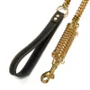 Chokers Gold Color Pet Dog Leash Training Strap Corda Tração Harness Collar 15mm Aço Inoxidável Miami Curb Chain Gargantilha 22-42Inc336F