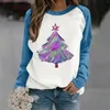 Kadın Hoodies Yuvarlak Boyun Uzun Kollu Mutlu Noel Tunikleri Kadınlar Kalın Sweater Pleece Asimetrik Fmer