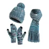 Écharpes trois pièces ensemble unisexe bonnets chapeau tricoté écharpe gants hiver polaire casquette chaude femmes hommes cou bonnet doux au toucher