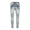 con marca ginocchia viola piattaforma jeans maschile olio blu amiiris slim fit fole foro bottoni jeans maschi i03s