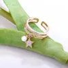 Band Rings Gold Silver Color Ring for Women Classic Justerbar storlek Plus Imitation Pearl CZ Star Pendant Elegant smycken Tillbehör 231025