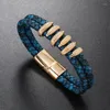 Link Bracelets Micro Inlaid Zircon Claw Wristband Vintage Cowhide Knitted Men's Genuine Leather Bracelet Jewelry Gift Items For Boyfriend