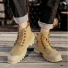 Boots High-quality Retro For Men Comfortable Genuine Leather Work Lace-up Ankle Casual High-top Safety Shoes