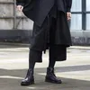 Calças masculinas série escura japonês streetwear moda hakama retalhos criativo calças cortadas homens oversized casal reto 266p