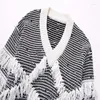 Suéteres femininos zatrhmbm mulheres 2023 outono moda borla decoração de malha camisola vintage v-pescoço mangas compridas feminino pulôver chique top