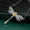 Chains Dragonfly Pendant Water Drop S925 Silver Clavicle Chain Insect Design Inlaid 5A Zircon Necklace Female