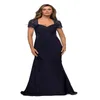 Modern Lace Navy Blue Mother of The Bridal Dress Short Sleeves Chiffon Women Formal Evening Gown for Wedding Party vestido de mad New