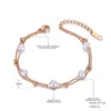 Anklets Böhmen Dubbelskikt Vit Pearl Charm Anklet för kvinnor Fashion Stainless Steel Foot Link Chain Jewelry 21014