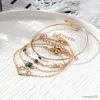 Corrente moda verde em forma de coração pulseira de cristal quadrado para mulheres meninas cor de ouro pulseira presente para amante festa jóias r231025