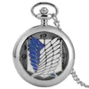 Pocket Watches Vintage Blue White Wings Display Quartz Men's Necklace Women Arabic Numerals Dial Half Pendant Clock