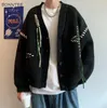 Herrtröjor Cardigan Men S-3XL Design Black Sweater All-Match Teens Male Clothing Knitwear High Street Casual College Stilig Cool Kpop 231023