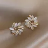 Boucles d'oreilles mode coréenne opale fleur breloque boucle d'oreille pour les femmes fête élégant bijoux cadeau Pendientes accessoires E418
