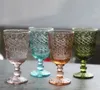 48 stks/doos Europese Vintage Wijnglazen Reliëf Stained Goblet 7 Kleuren Bierglas Cup B1025