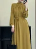 Casual Dresses Coigarsam Autumn Elegant Long Sleeve Midi Dress Women Fashion Lace Solid One Piece Vestidos Office Ladys Clothes