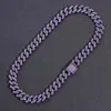 Chokers Hip Hop Mens Necklace Purple Zirconia 15mm Cuban Chain Copper inlaid för Women Gift 231025