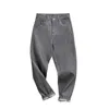 Mens Jeans Maden Gray för män 138 oz 100% Cotton Regular Straight Fit Vintage Denim Pants Quality Bright Line Trousers 231025