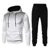 Tute da uomo Autunno Inverno Sport Tuta a due pezzi e tempo libero Fitness Felpa con cappuccio a pois Pantaloni maglione Set caldo