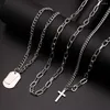 Hänge halsband Hip Hop Multilayers Punk Chain Necklace Choker Cross Par Fashion Street Geometric Metal for Women