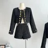 Kvinnors spårsättningar Autumn Korean Elegant Suit Double Breasted Jackor Rockar High midjeshorts Tvådelar Set Knight Style