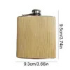 Flachmänner Tragbare Vintage-Flasche Holzmaserung Leder Whisky Edelstahl Flagon für Reisen Elegante Flasche Trinkgeschirr Weinbecher