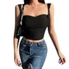 Women's Tanks Casual Fashion Short Cropped Umbilical Versatile Strap Tank Top Temperament Tunic Spicy Girls Open Back
