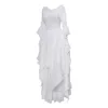 الفساتين غير الرسمية عتيقة فيكتوريا الوسطى لباس أبيض عصر النهضة النساء القوطية تأثيري هالوين زي برميل الأميرة