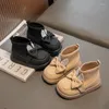 Bottes 2023 Automne Mode Oreille Strass Chaussures décontractées pour enfants Enfants Semelle souple Chaussettes Filles Cuir Printemps PU