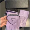 Nowe torby trójkąta skórzane rękawiczki owczesek kaszmirowe podszewka rękawiczki na zewnątrz kobiety zimowe ciepło z dostawą pudełka
