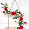 Flores decorativas 177cm artificial guirlanda rosas de seda videira pendurado hera corda flor de plástico parede casa festa de casamento decorações de natal