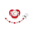 Fopspenen bijtringen rode zirkoon luxe baby fopspeen clip 26 letters geboren gepersonaliseerde kralen fopspenen houder siliconen baby bijtring tepel 231025