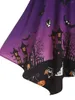 Casual Dresses Gothic Dress Cold Shoulder Grommet Trim Halloween Print Mini Women Long Sleeves Vintage Party Femme