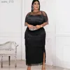 Podstawowe sukienki swobodne Plus Size Eleganckie kobiety na imprezę 2023 Summer Tassel Fringed Sukienka Evening Cloth Long Prom Fashion Test YQ231025