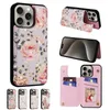 Luxury Magnetic Folio Flower Print Vogue Phone Case for iPhone 15 Plus 14 13 12 11 Pro Max XR XS Durable Multiple Card Slots Plating Leather Wallet Bracket Back Cover