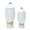 Garrafas de armazenamento porcelana gengibre jar versátil arranjo de flores colecionáveis com tampa vaso decorativo para café dormitório apartamento entrada cozinha