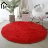 Tapis Tapis rouge rond doux moelleux tapis solide multicolore cercle Table basse tapis en peluche enfants chambre tapis Shaggy tapis de jeu mignon 231024