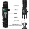 Bergsklättringar Campons Survival Paracord Armband med Compass Whistle Scraper Outdoor Tactical Emergency Gear Kit Travel Camping Rope Bangles 5in1 231024